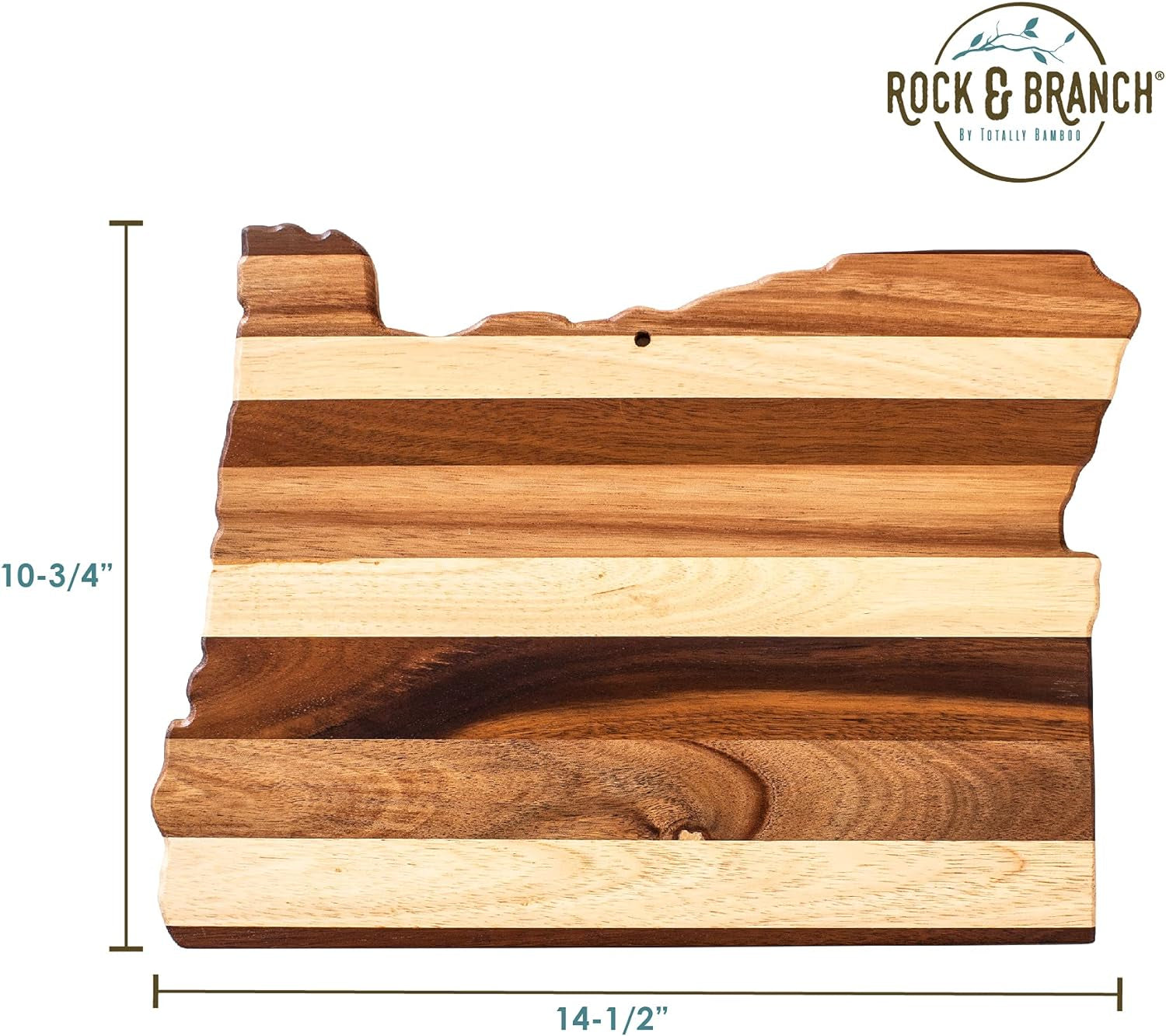 Rock & Branch Shiplap Series Oregon State Shaped Wood Cutting Board and Charcuterie Serving Platter, Includes Hang Tie for Wall Display