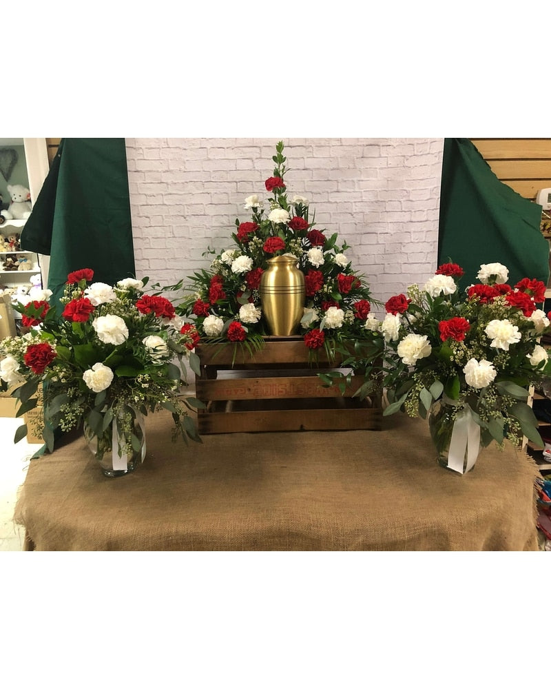 Red and White Vase Arrangement