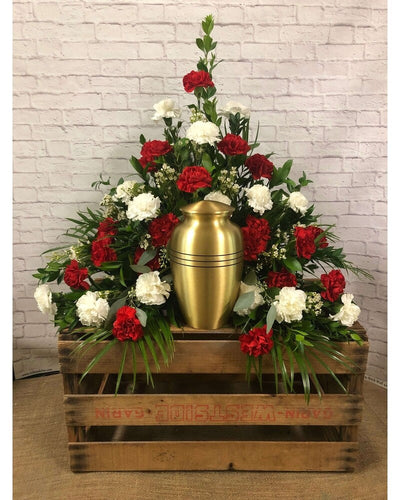 Red and White Cremation Setting Red and White Cremation Setting