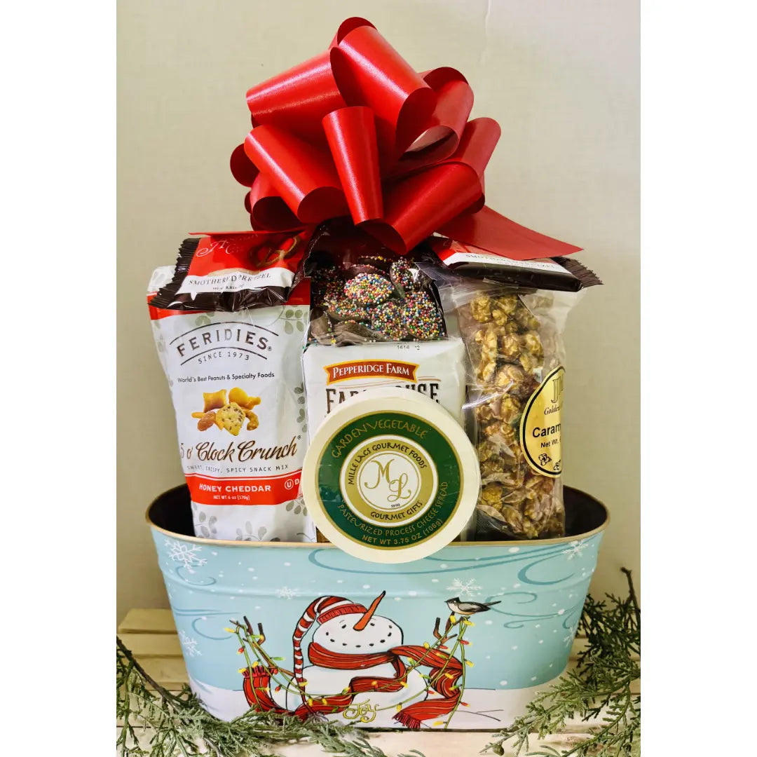 Whimsical Holiday Snowman Gift Basket