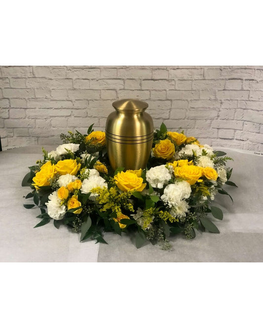 Yellow and White Cremation Wreath